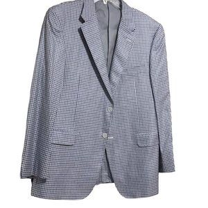 NEW $1195 Hickey Freeman Sportcoat!  US 44  Wool & Silk  Blue Check  Made in USA